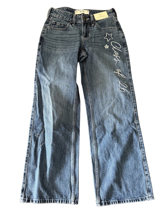 Hollister Denim - Hollister Women’s Blue Embroidered Class of 2026 Graduation Wide-Leg Jeans